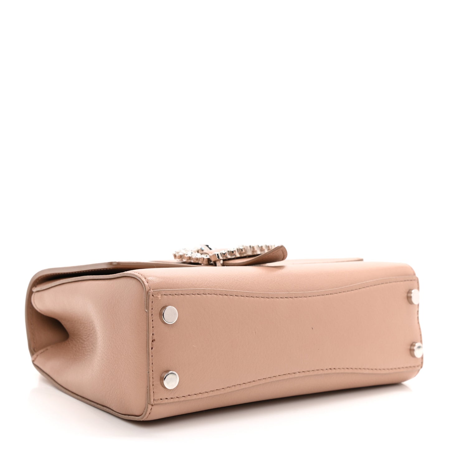 Calfskin Crystal Medium Cheri Top Handle Bag Powder Pink