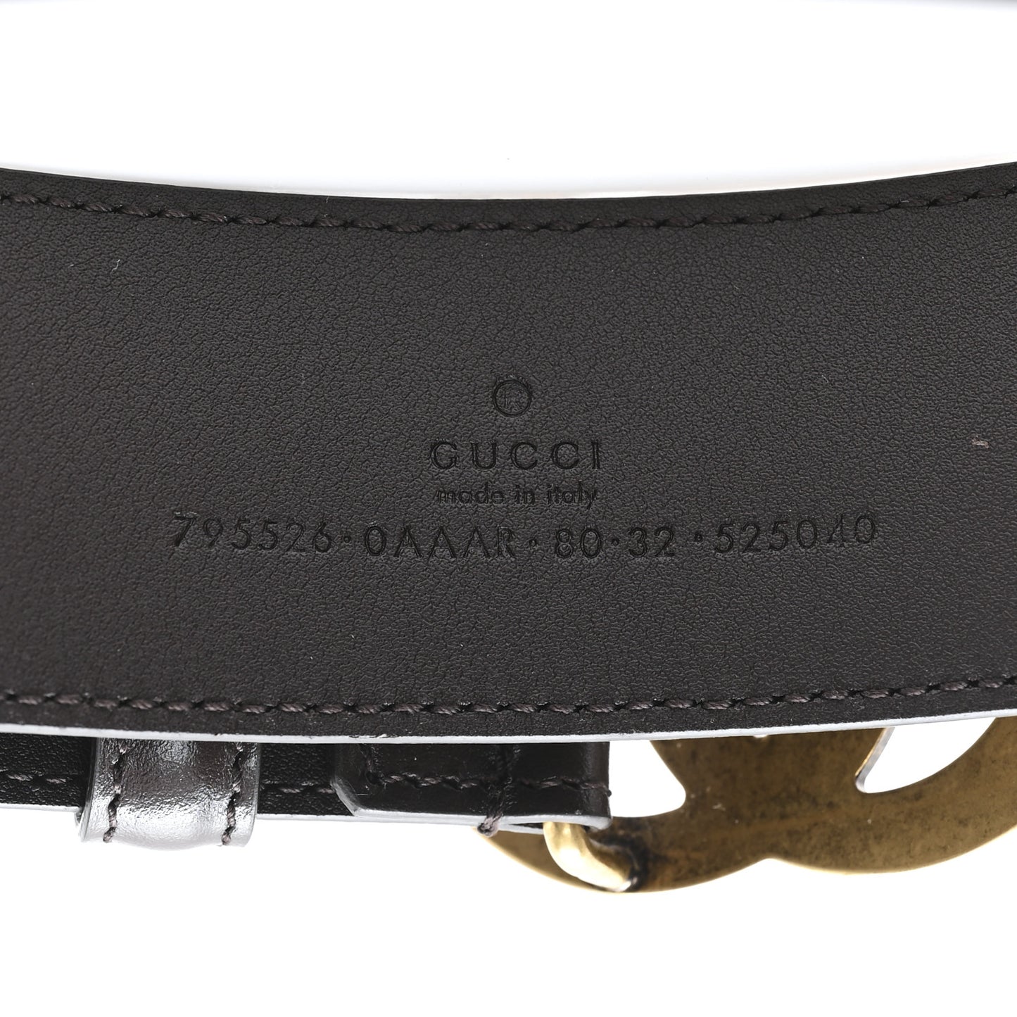 Plutone Calfskin Geometric Double G 40mm Belt 80 32 Brown