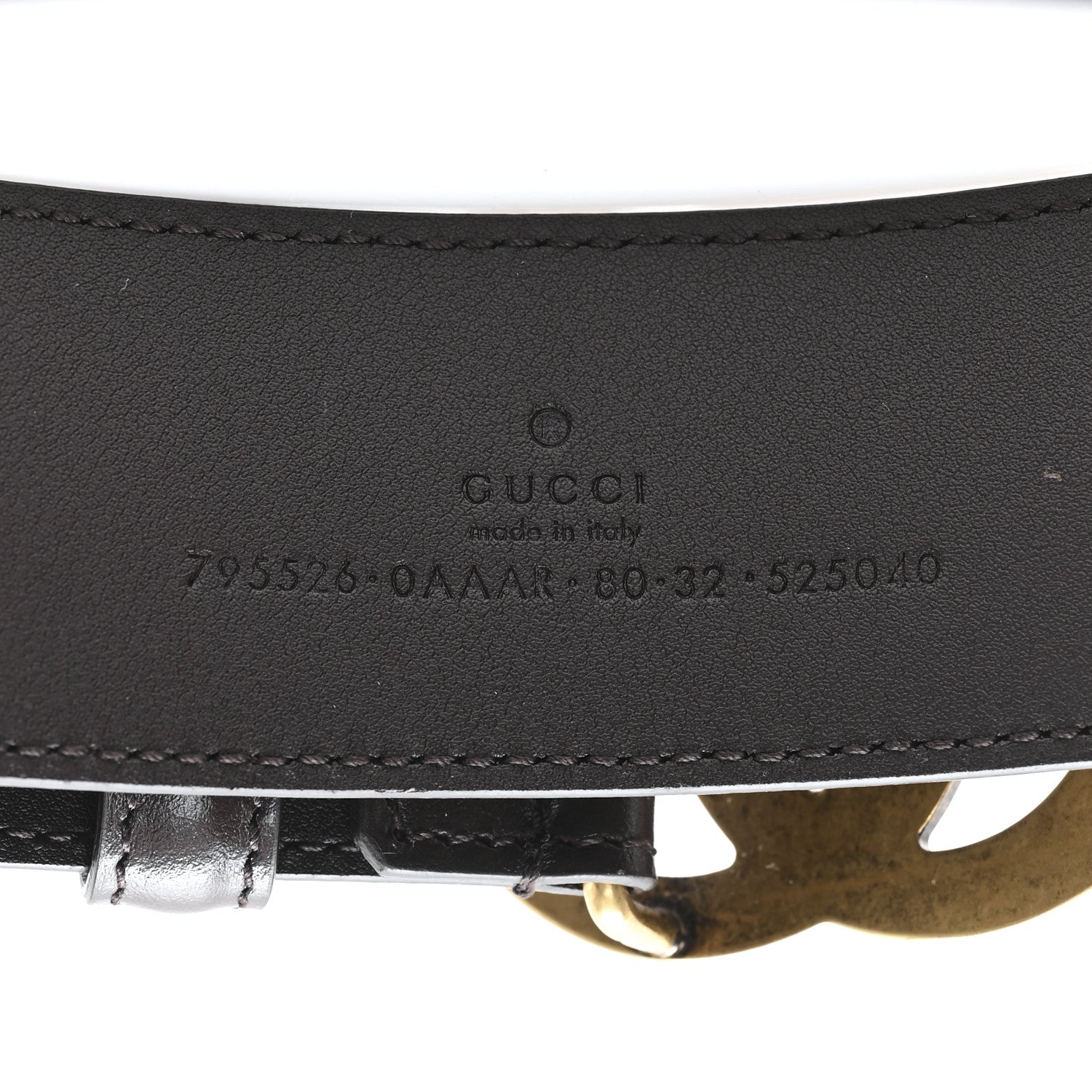 Gucci Plutone Calfskin Geometric Double G 40mm Belt 80 32 Brown 3 of 4