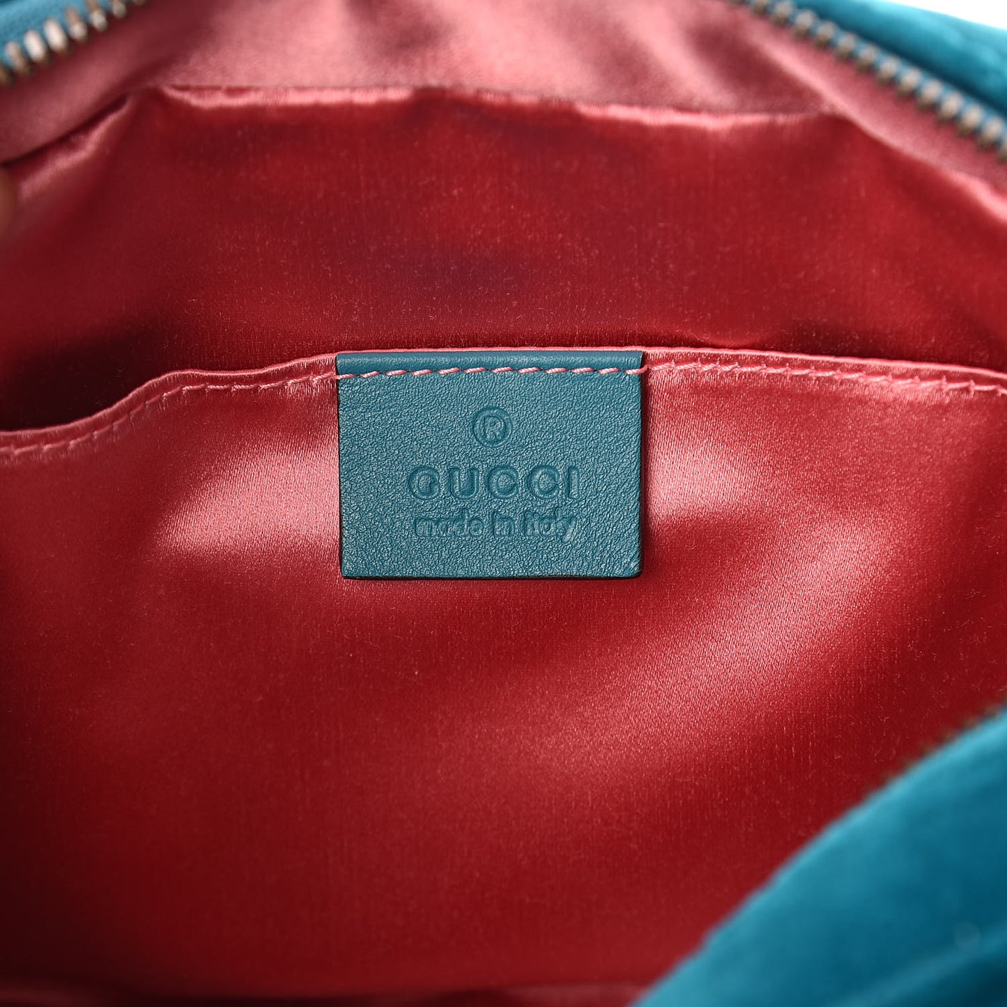 Velvet Matelasse Small GG Marmont Chain Shoulder Bag Pavone Cyan