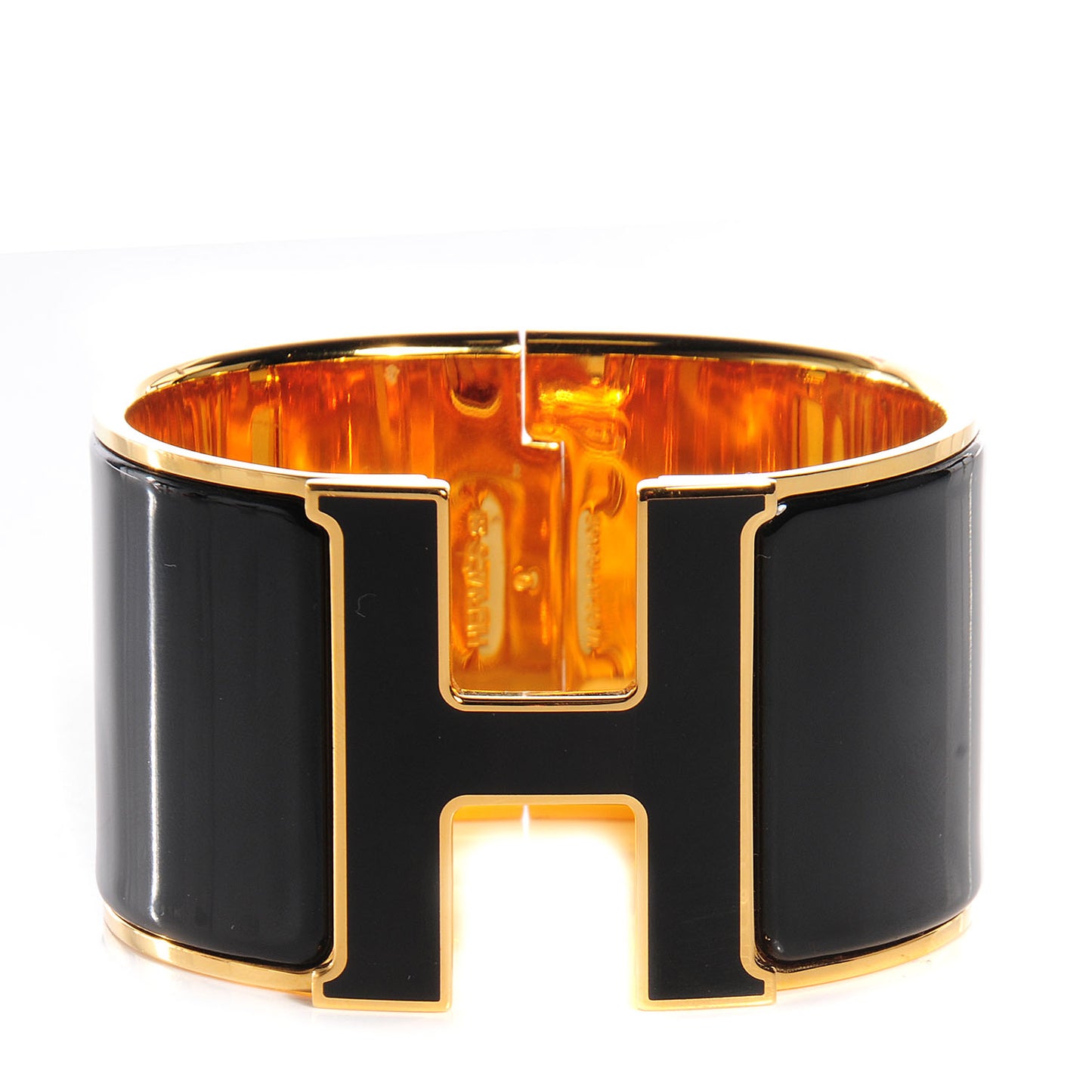 Enamel Extra Wide Clic Clac H Bracelet PM Black