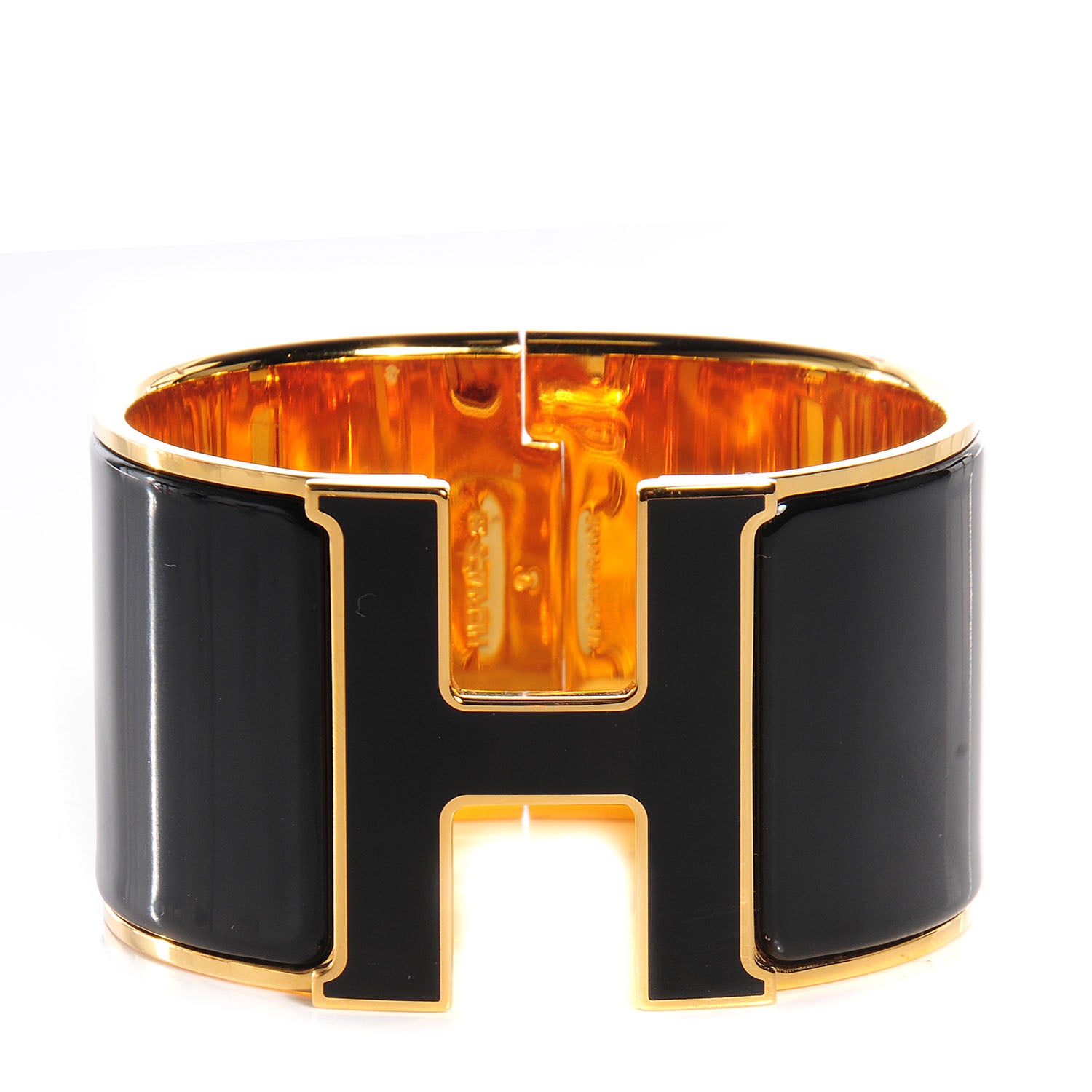 Hermes Enamel Extra Wide Clic Clac H Bracelet PM Black 1 of 5