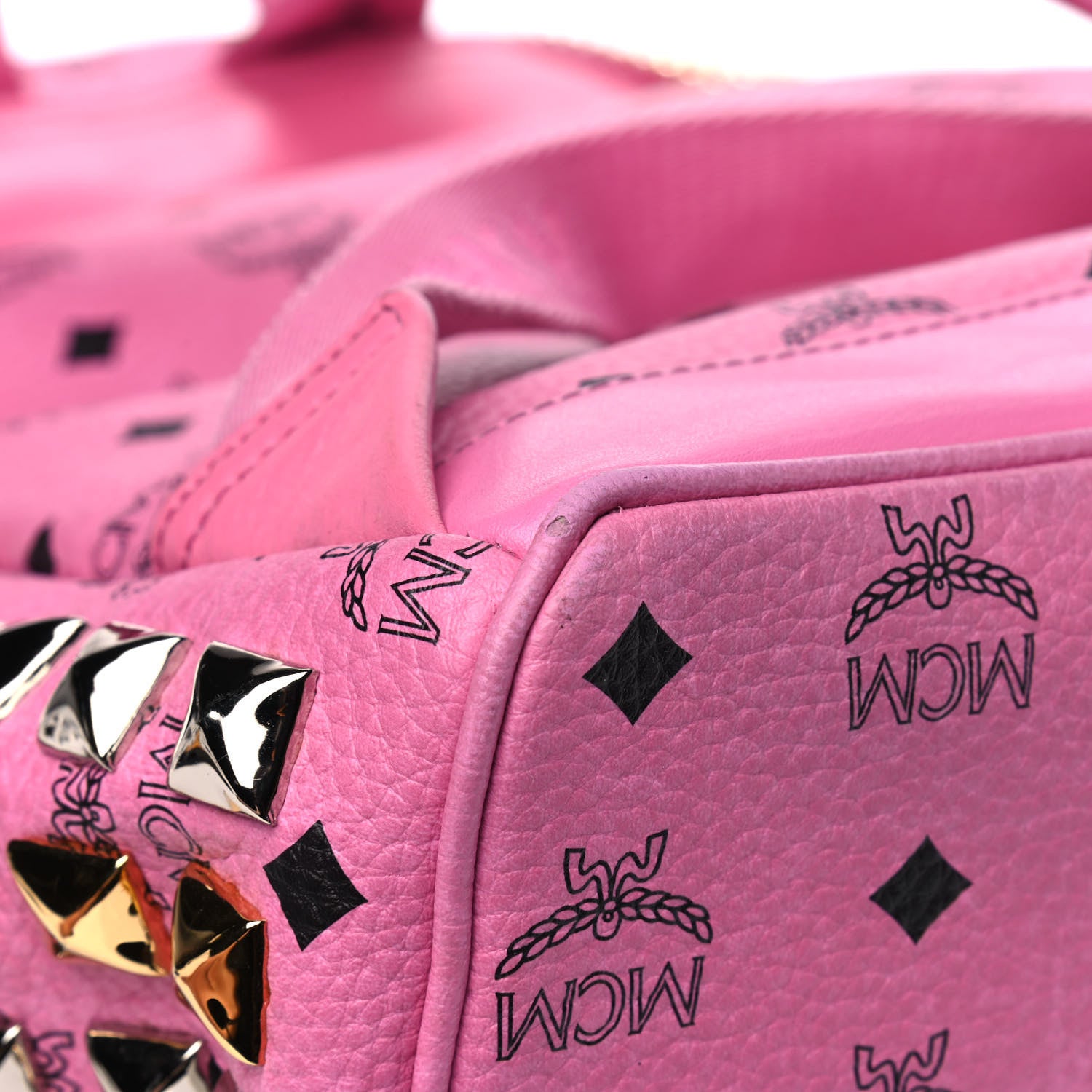 MCM Visetos Studded Medium Stark M Backpack Pink 9 of 10
