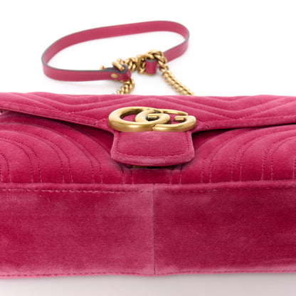 Gucci Velvet Matelasse Small GG Marmont Shoulder Bag Light Raspberry Rose 12 of 12