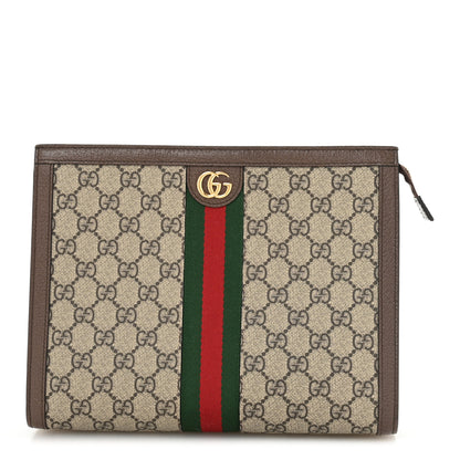 Gucci GG Supreme Monogram Web Ophidia Pouch Brown 1 of 9