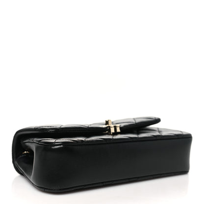 Chanel Lambskin Quilted Rectangular Clutch With Chain Black 4 of 11