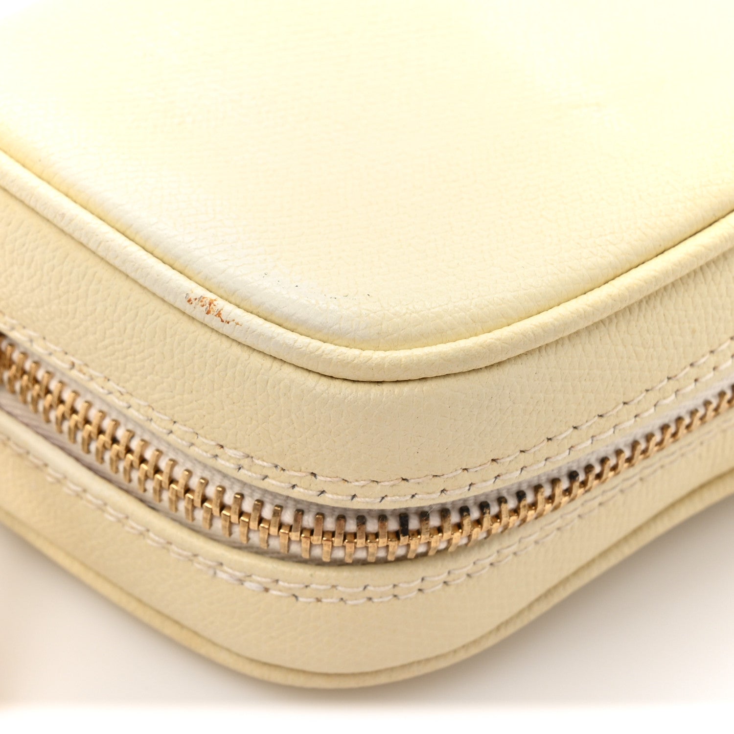 Chanel Grained Calfskin CC Button Small Pouch Cosmetic Case Yellow