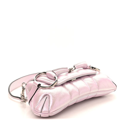 Gucci Iridescent Nappa Vertical Matelasse Small Maxi Horsebit Chain Shoulder Bag Escape Pink 4 of 10
