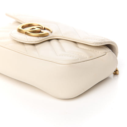 Gucci Calfskin Matelasse Super Mini GG Marmont Shoulder Bag White 8 of 11