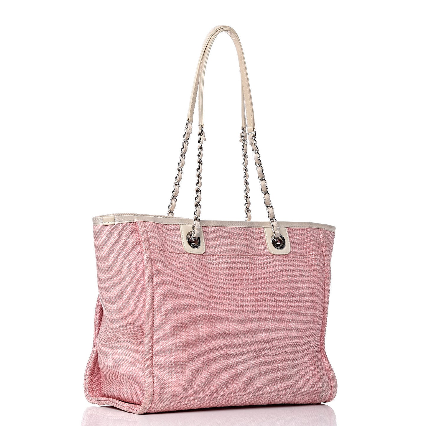 Woven Straw Raffia Small Deauville Tote Pink