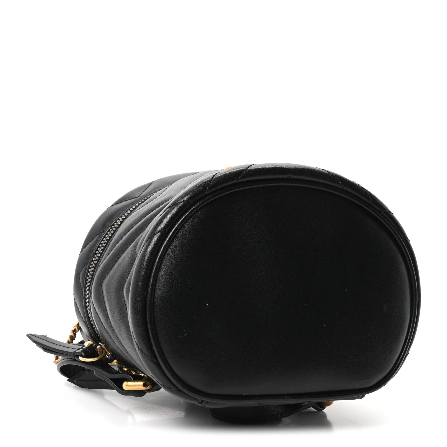 Gucci Calfskin Matelasse Mini GG Marmont Round Backpack Black 3 of 9