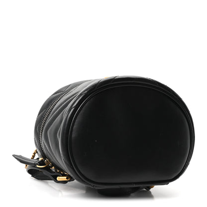 Gucci Calfskin Matelasse Mini GG Marmont Round Backpack Black 3 of 9