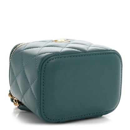 Chanel Lambskin Quilted Top Handle Mini Vanity Case With Chain Green 4 of 10