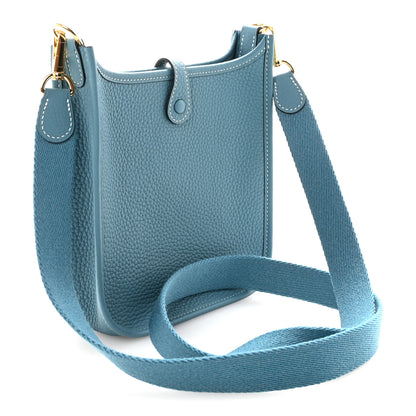 Hermes Taurillon Clemence Evelyne TPM New Blue Jean 3 of 11