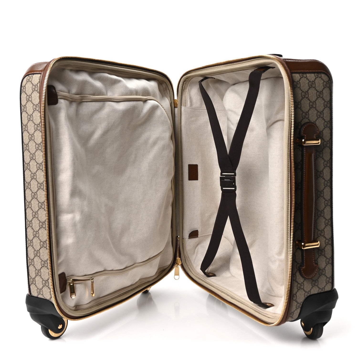Gucci GG Supreme Monogram Azalea Calfskin Retro Interlocking G Small Savoy Cabin Trolley Beige Ebony Brown Sugar 4 of 9