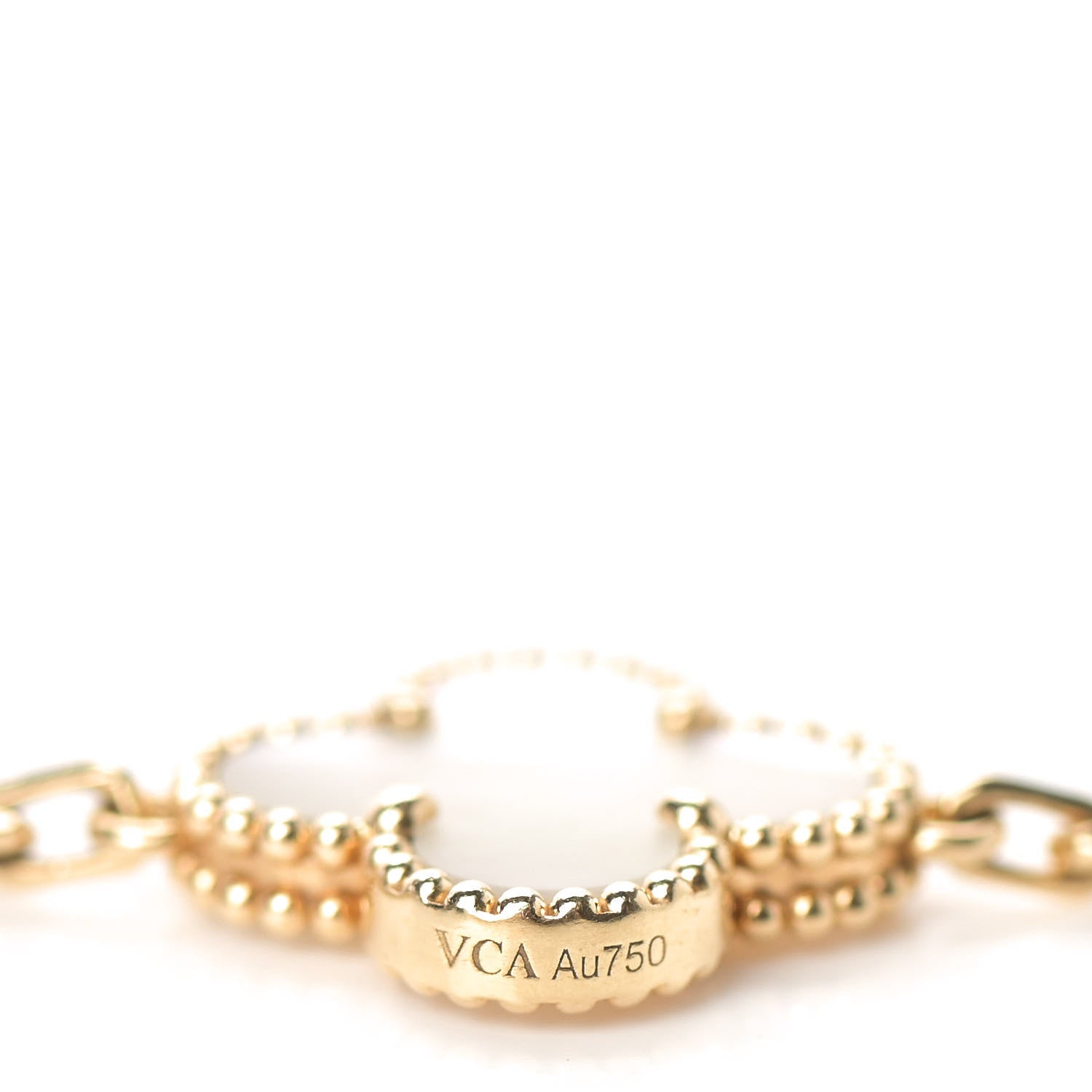 Van Cleef & Arpels 18K Yellow Gold Mother of Pearl 5 Motifs Vintage Alhambra Bracelet 4 of 5