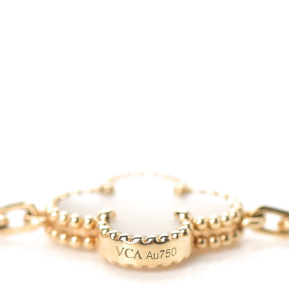Van Cleef & Arpels 18K Yellow Gold Mother of Pearl 5 Motifs Vintage Alhambra Bracelet 4 of 5