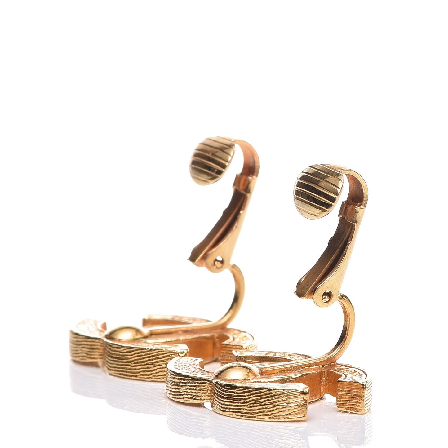 Crystal CC Clip On Earrings Gold