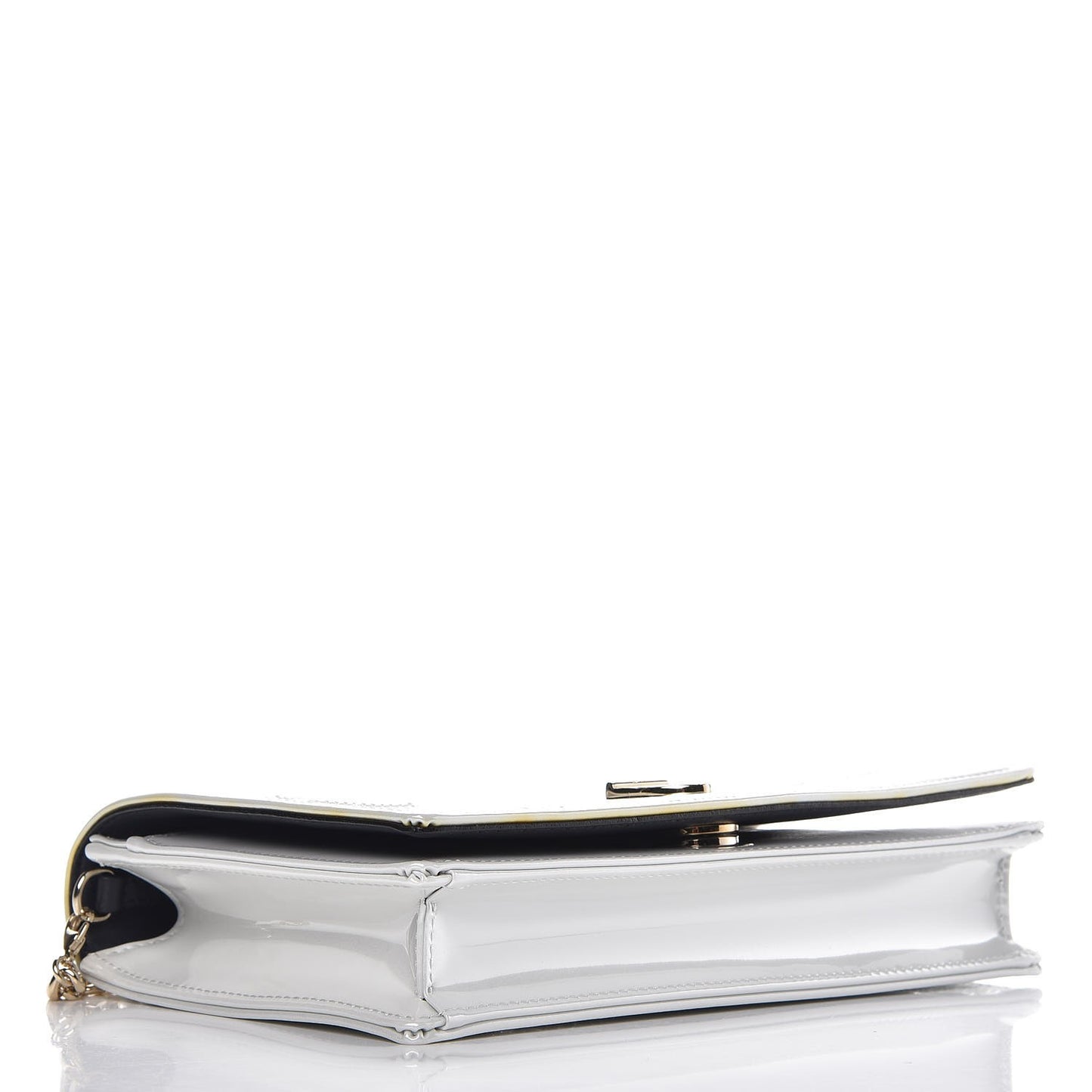 Patent Micro-Cannage Diorama Wallet on Chain Pouch White