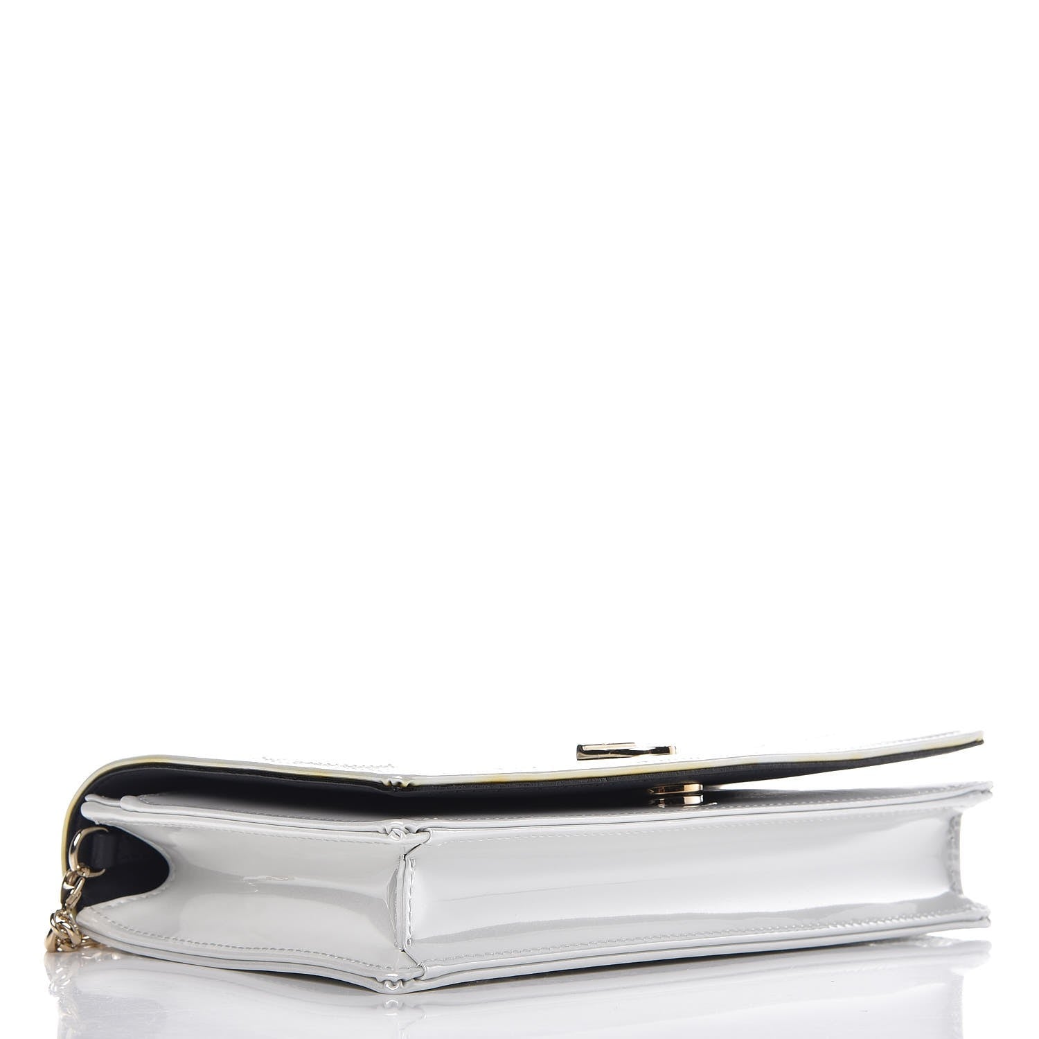 Christian Dior Patent Micro-Cannage Diorama Wallet on Chain Pouch White 4 of 7