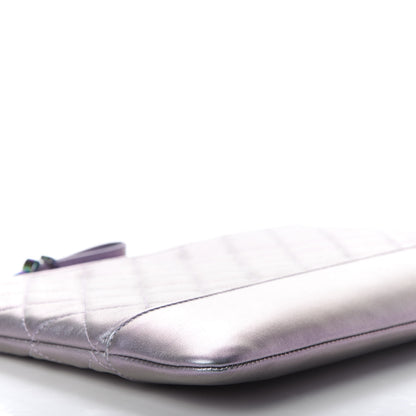 Chanel Iridescent Lambskin Quilted Medium Gabrielle Cosmetic Case Light Purple 6 of 10