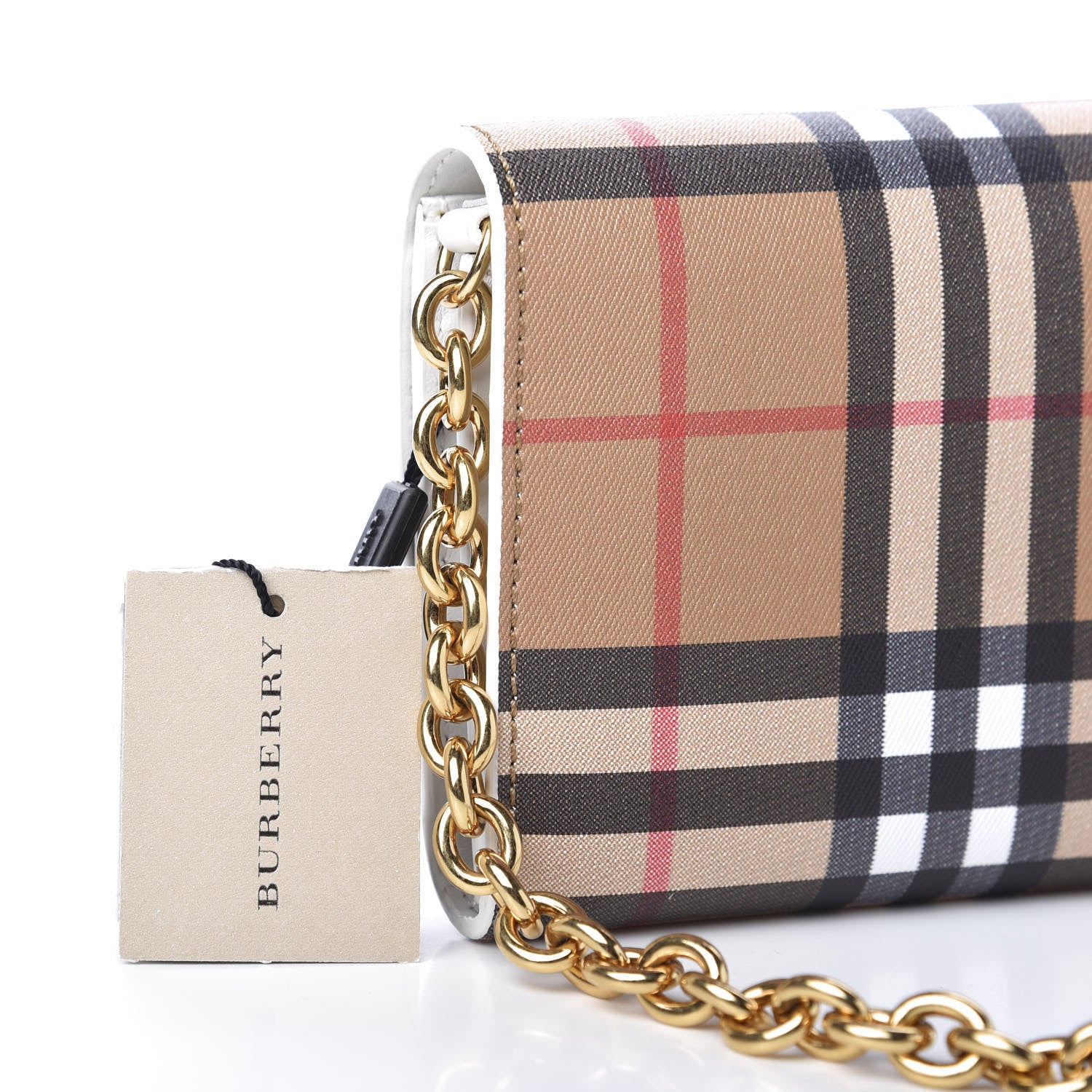 Burberry Vintage Check Henley Wallet On Chain Chalk White 9 of 10