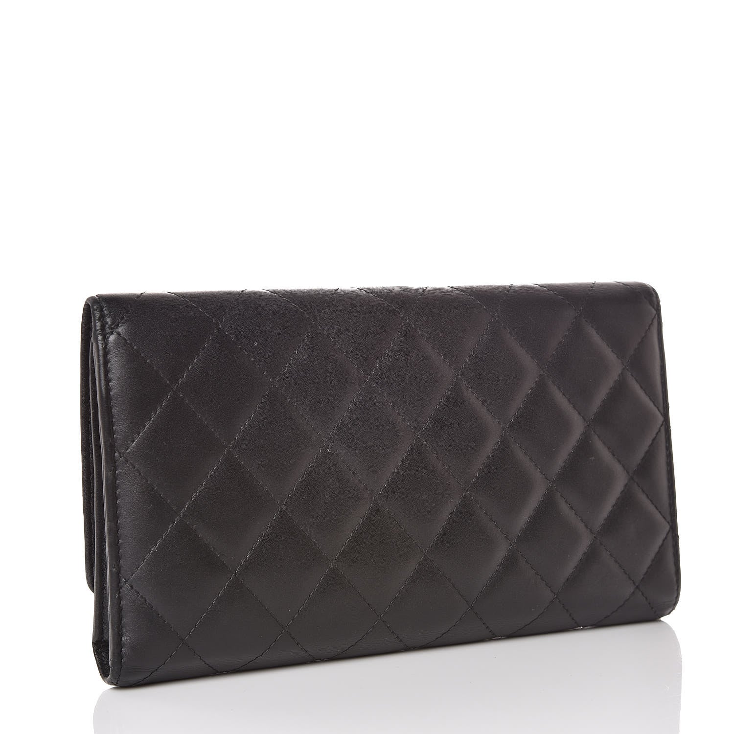 Chanel Calfskin Quilted Cambon Flap Wallet Black White 3 of 12