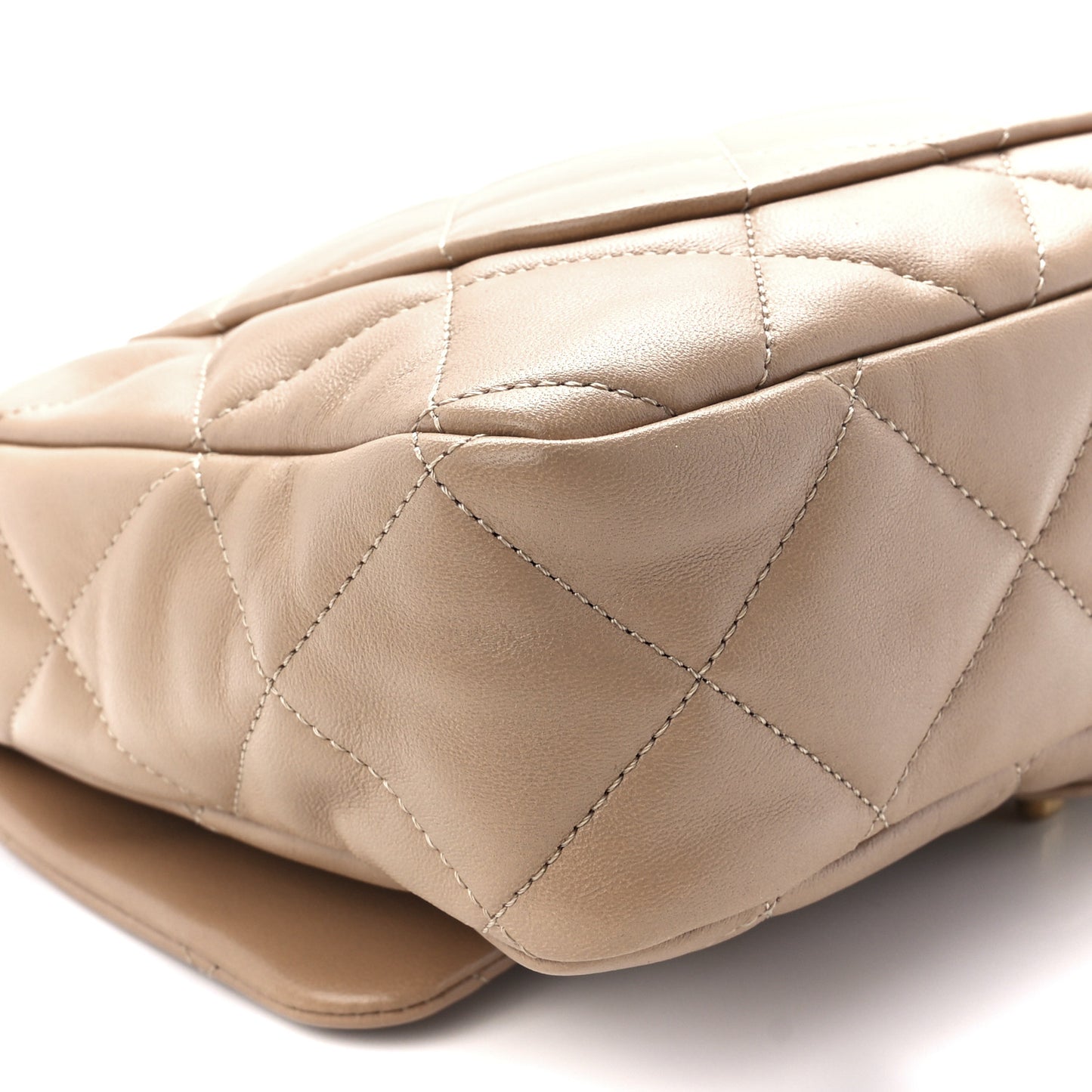 Lambskin Quilted Large CC Funky Town Flap Beige
