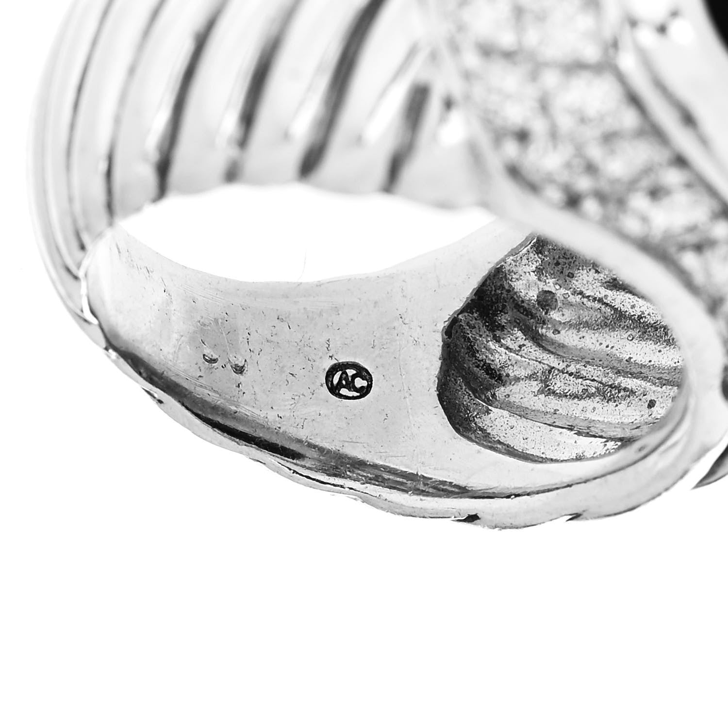 David Yurman Sterling Silver Diamond Black Onyx 16mm Albion Ring 52 6 6 of 6