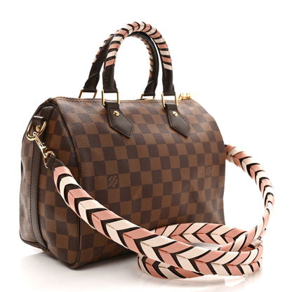 Louis Vuitton Damier Ebene Braided Speedy Bandouliere 25 Pink 2 of 8