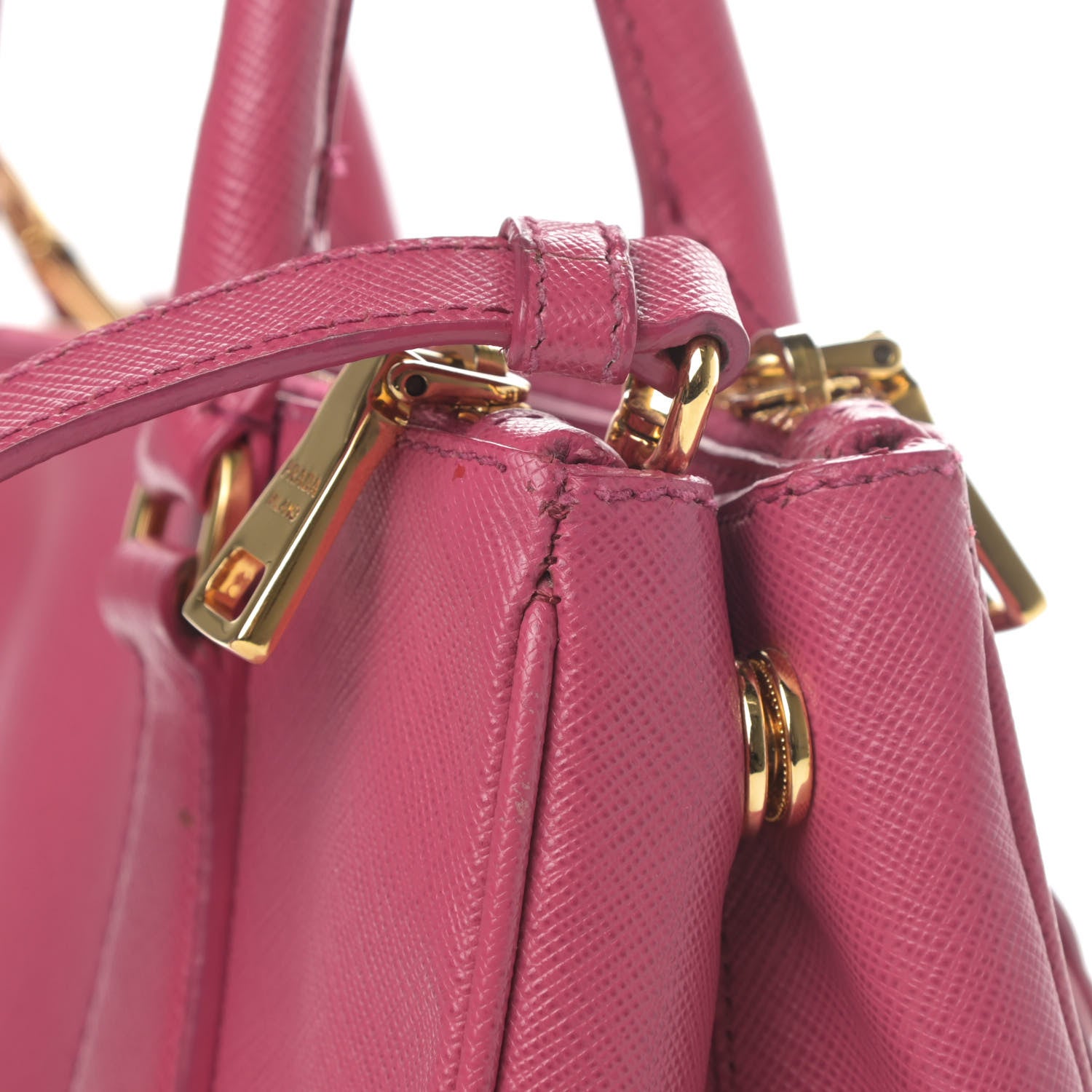 Prada Saffiano Lux Small Galleria Double Zip Tote Fuxia 5 of 5