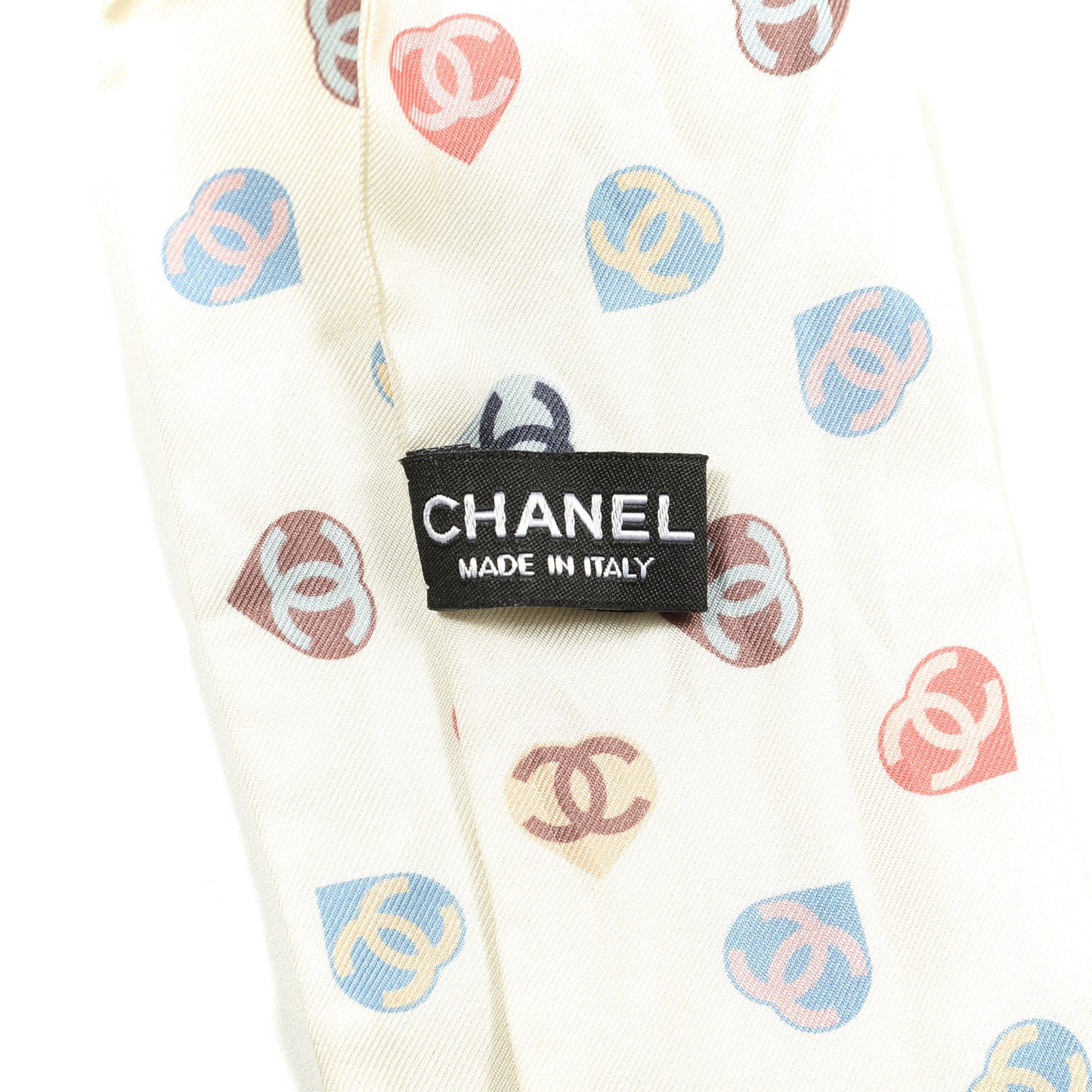 Silk Heart CC Slim Bandeau Scarf Ivory