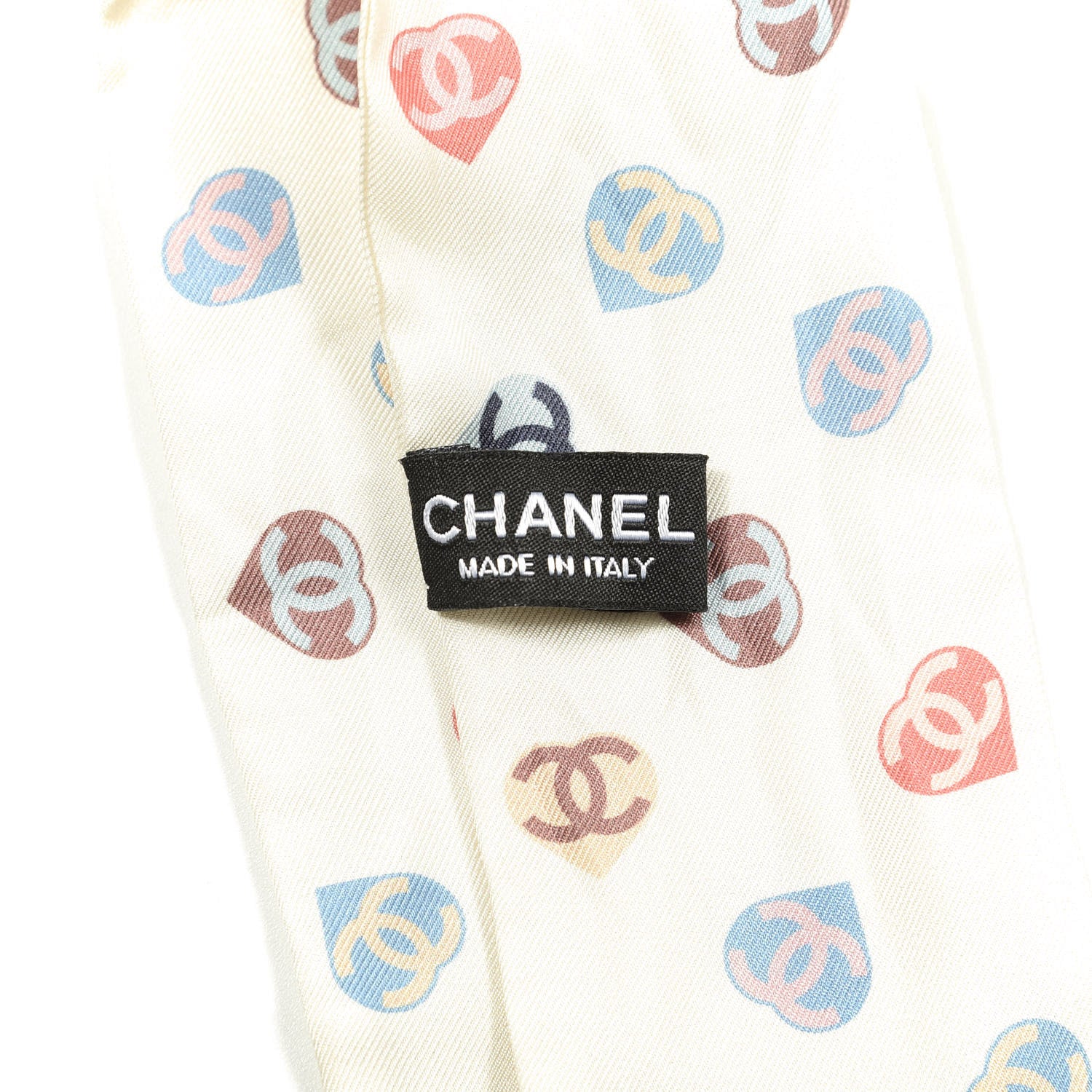 Chanel Silk Heart CC Slim Bandeau Scarf Ivory 3 of 3