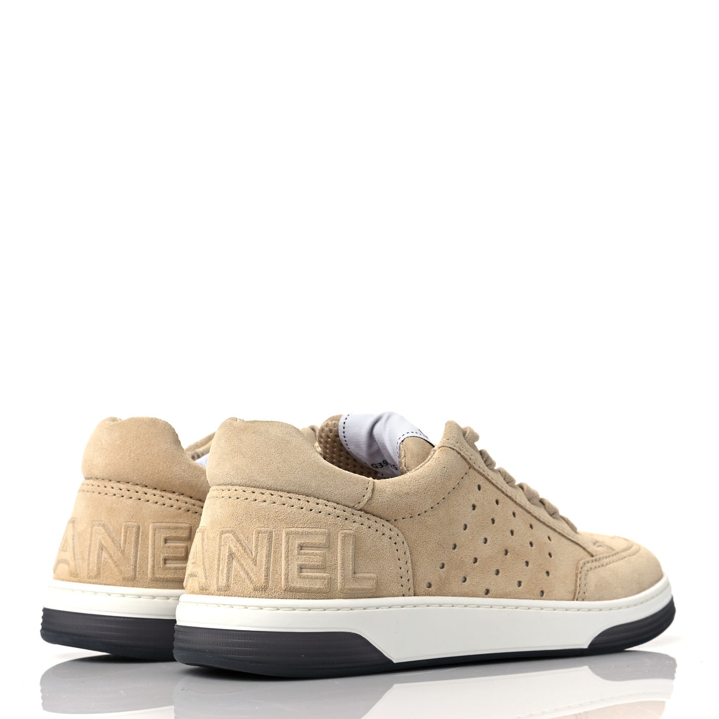 Suede Calfskin Logo Sneakers 37.5 Beige