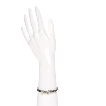 John Hardy Sterling Silver 18K Yellow Gold Leather Naga Bracelet M Black 2 of 8