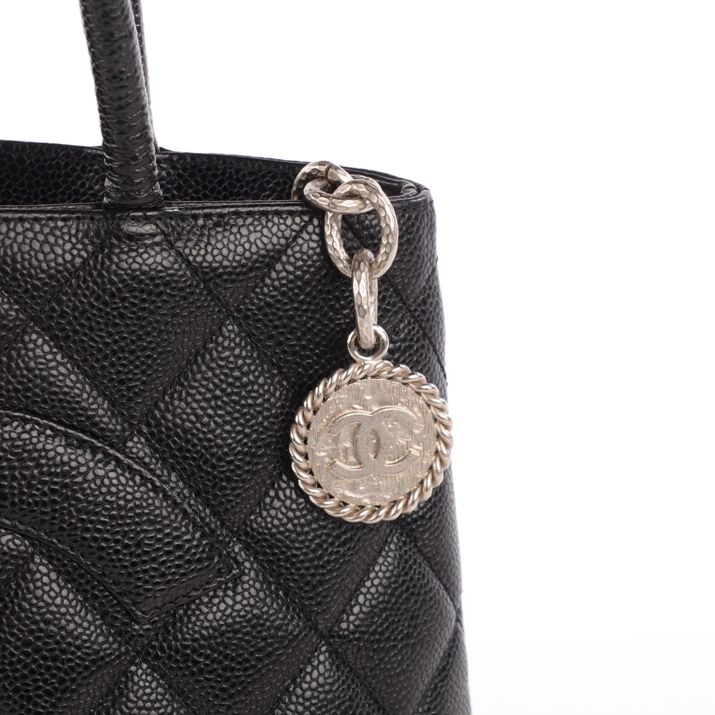 Caviar Quilted Medallion Tote Black