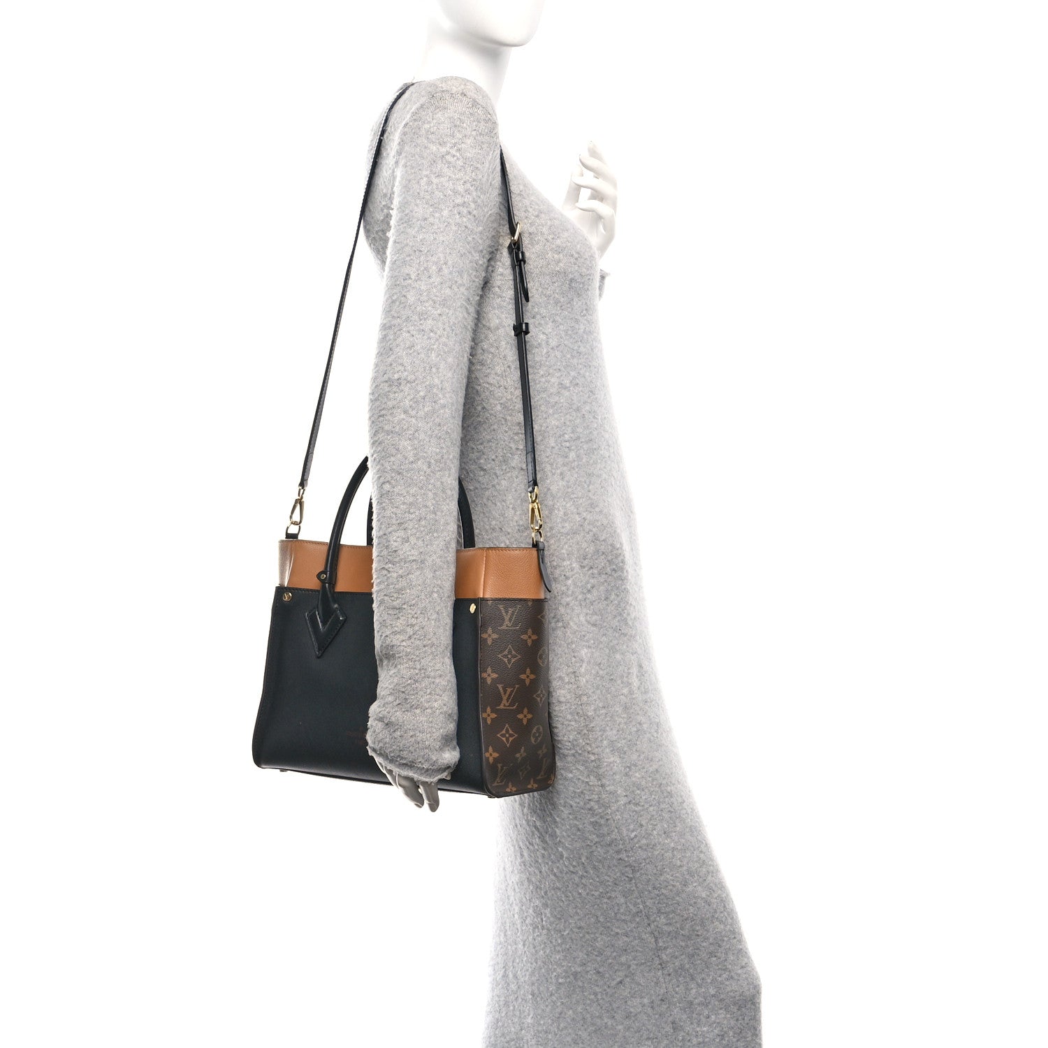 Louis Vuitton Calfskin Monogram On My Side MM Black 2 of 10