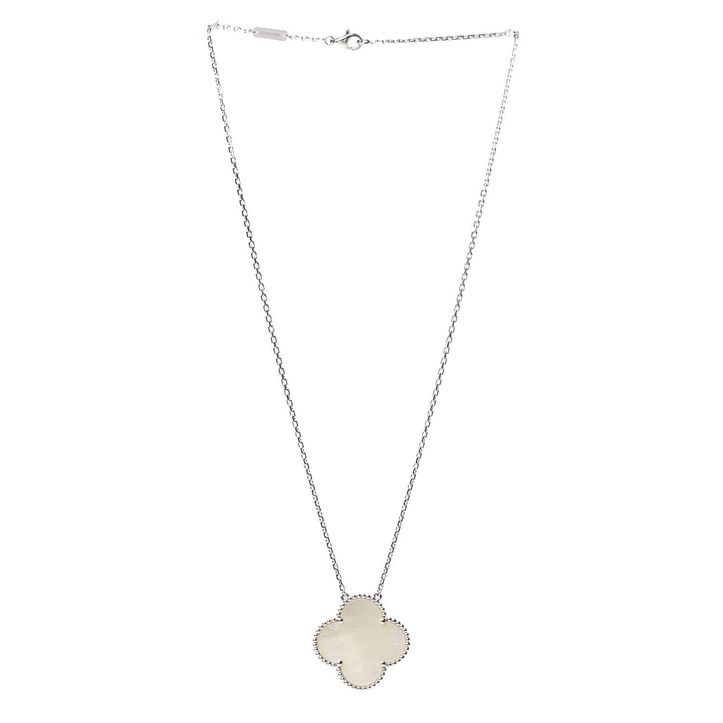 18K White Gold Mother of Pearl Magic Alhambra Pendant Necklace