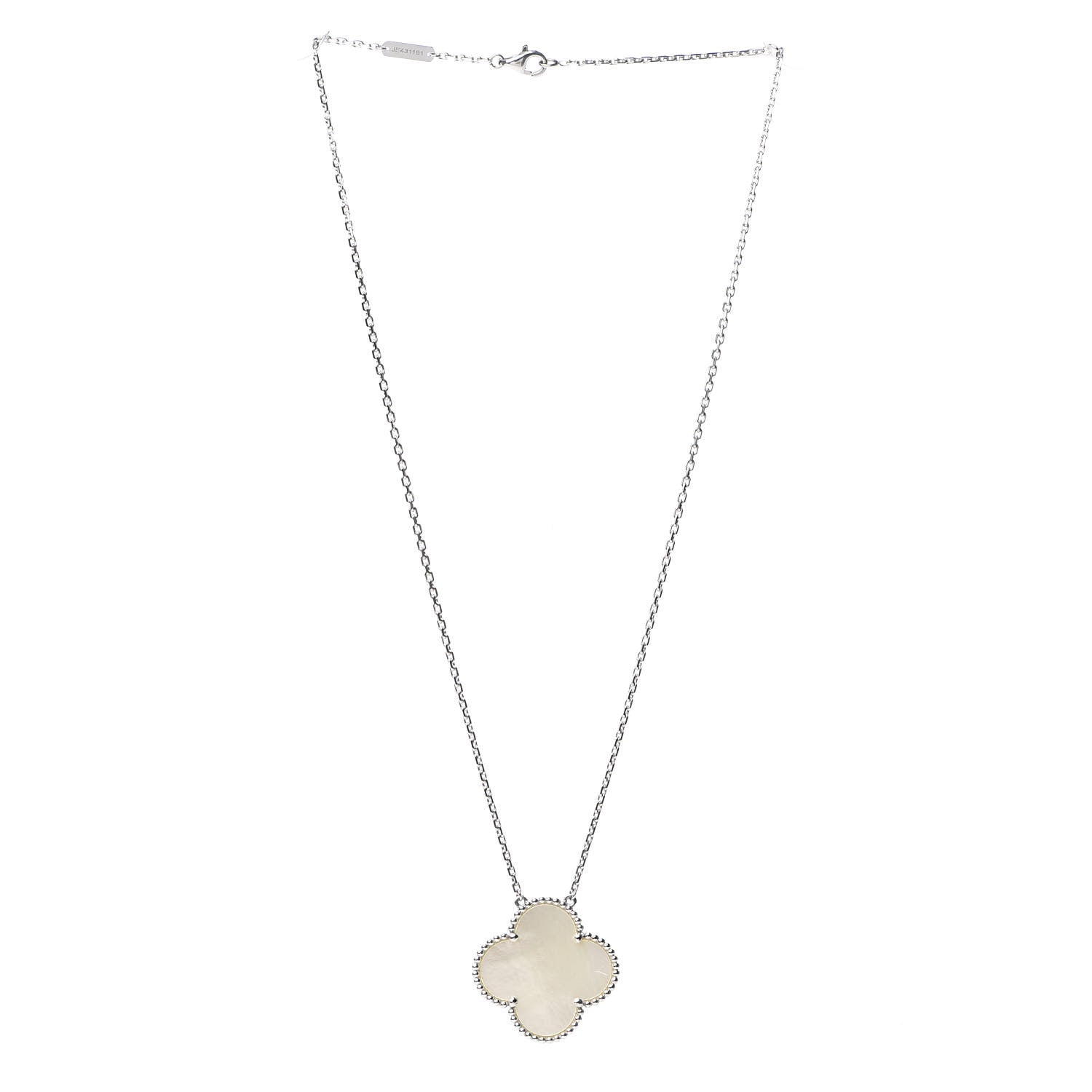 Van Cleef & Arpels 18K White Gold Mother of Pearl Magic Alhambra Pendant Necklace 2 of 5