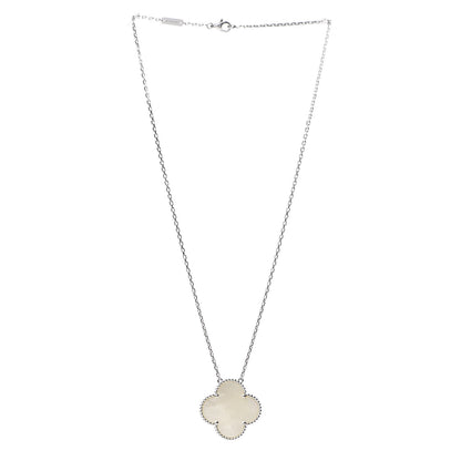 Van Cleef & Arpels 18K White Gold Mother of Pearl Magic Alhambra Pendant Necklace 2 of 5