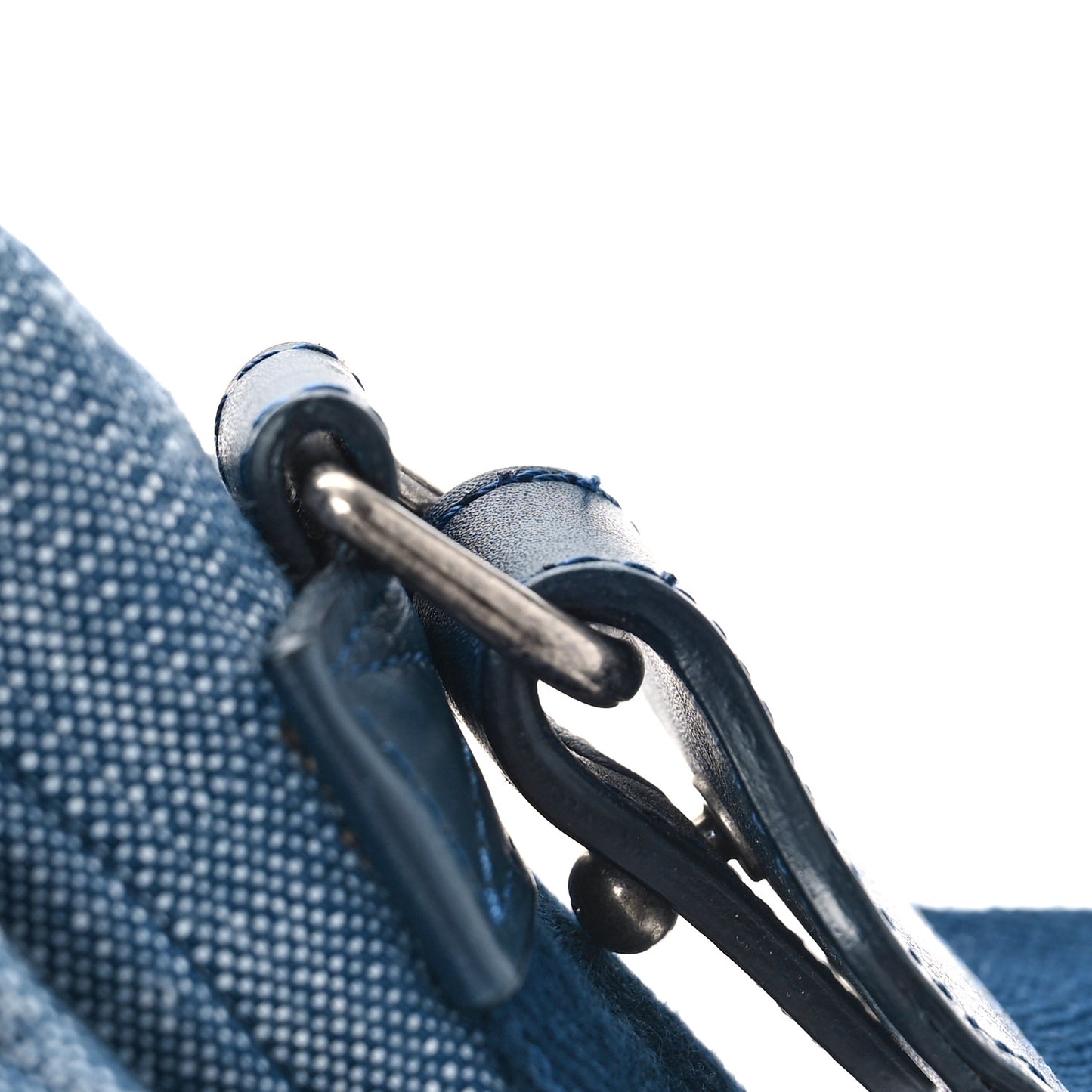 Denim Quilted Medium Airlines Buckle Messenger Bag Blue