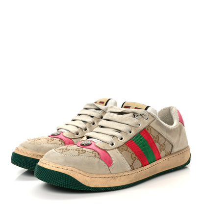Gucci GG Monogram Nubuck Web Womens Screener Sneakers 39 New Sand Dusty Milk Pink 3 of 11