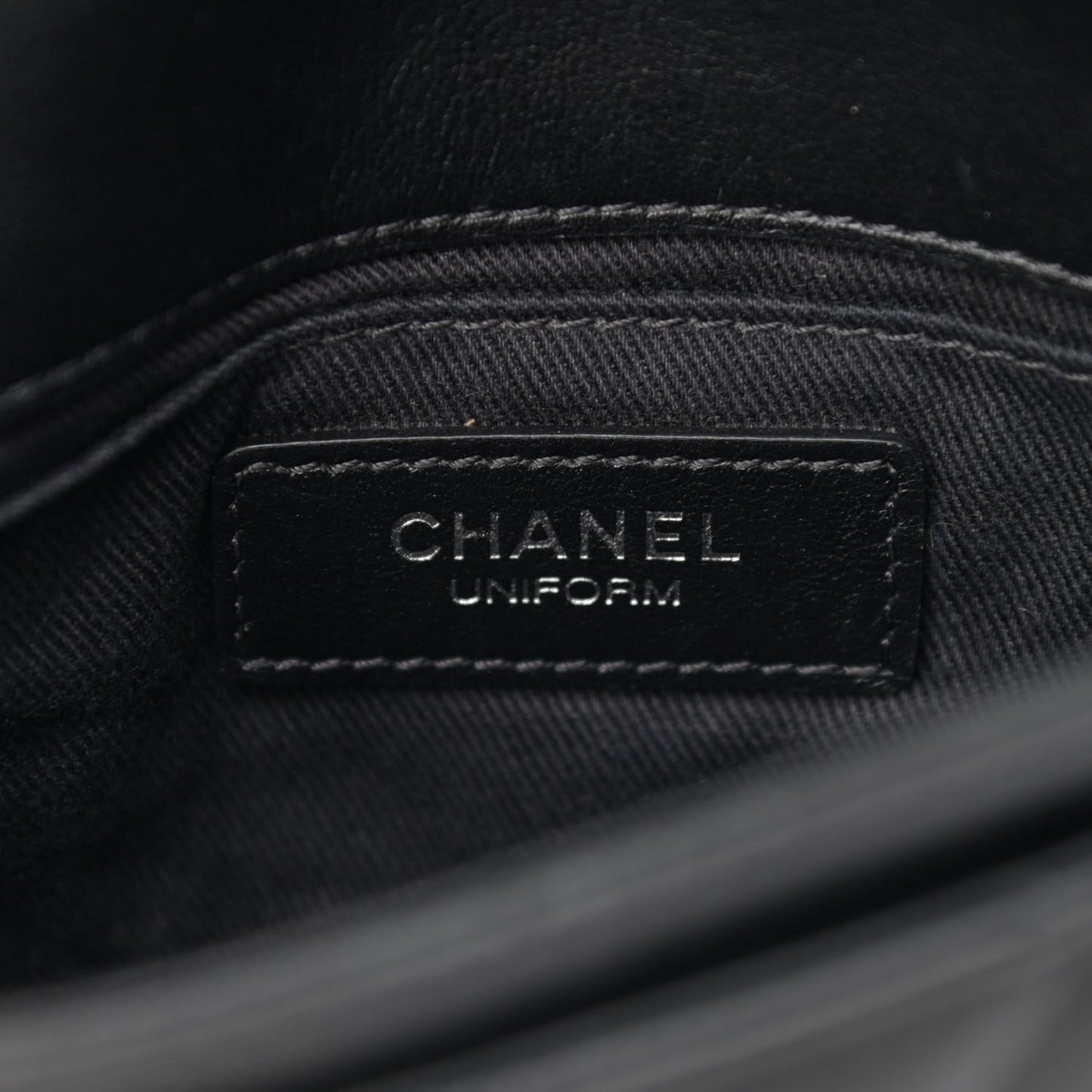Calfskin Quilted CC Uniform Flap Belt Bag Black