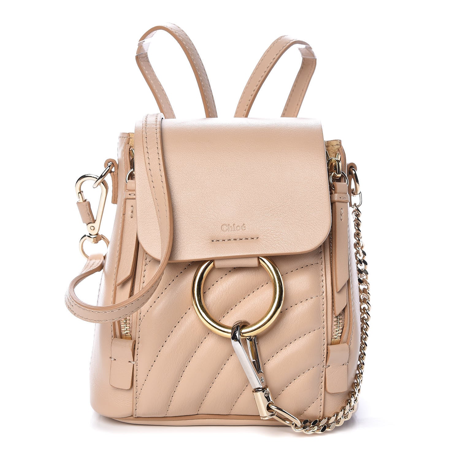 Chloe Calfskin Quilted Mini Faye Backpack Pearl Beige 1 of 10