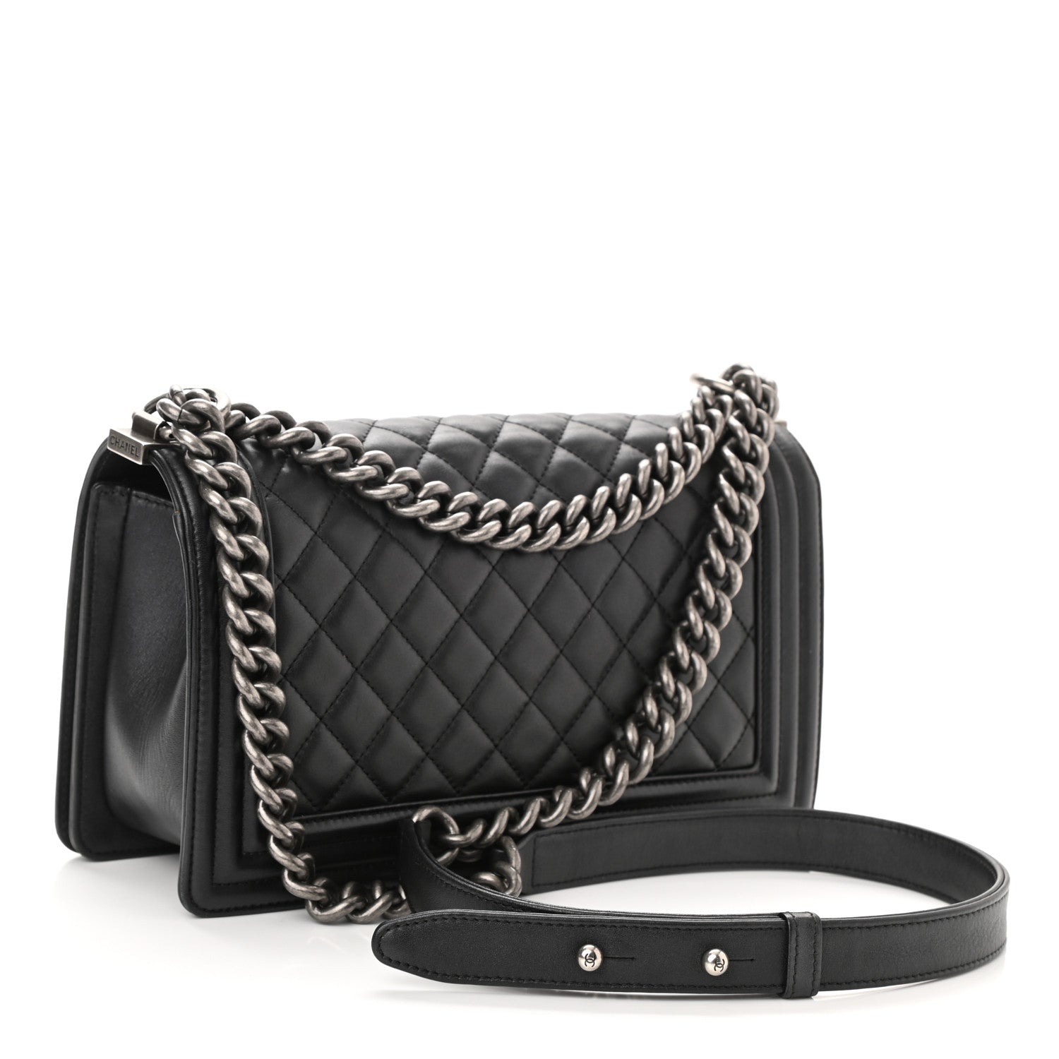 Chanel Metallic Calfskin Quilted Medium Boy Flap Black 2 of 8