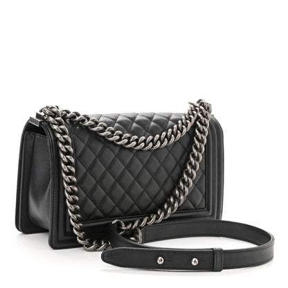 Chanel Metallic Calfskin Quilted Medium Boy Flap Black 2 of 8