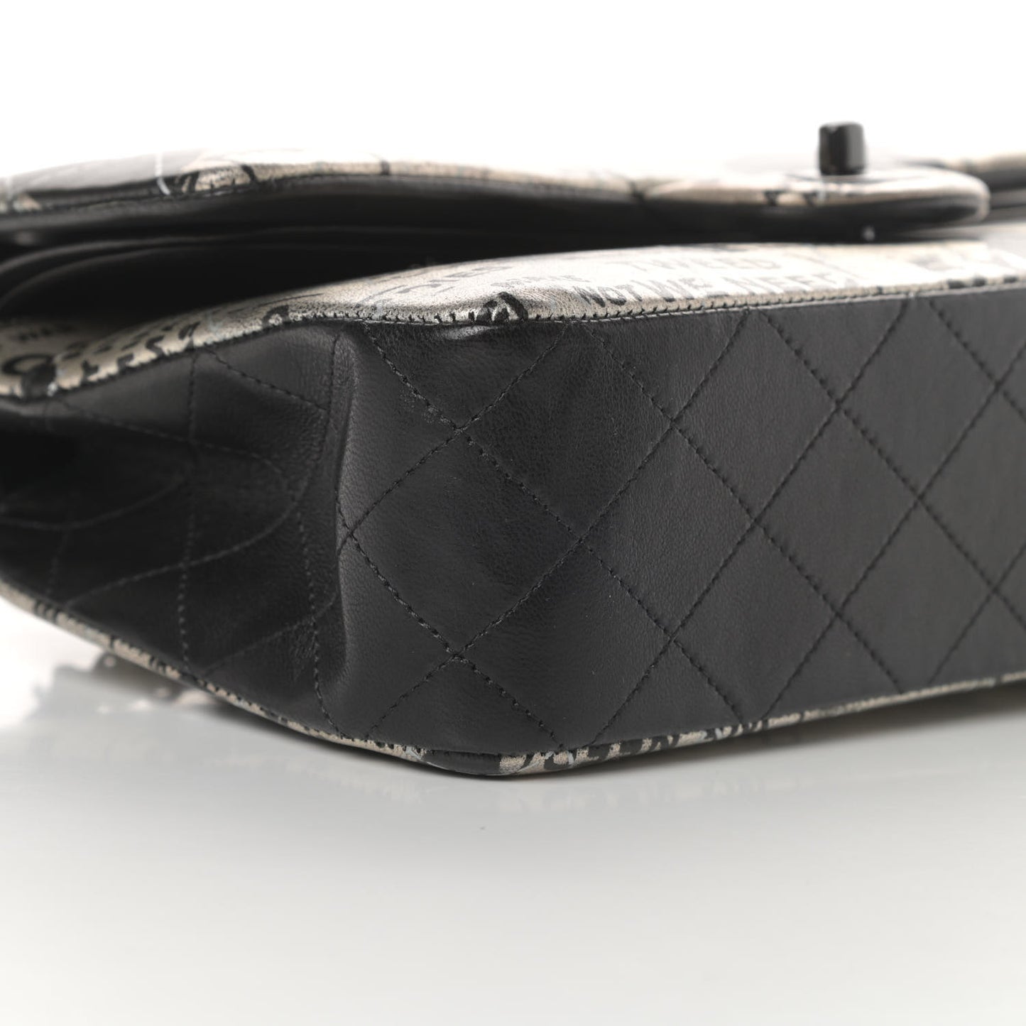 Lambskin Hand Painted Medium Double Flap Black