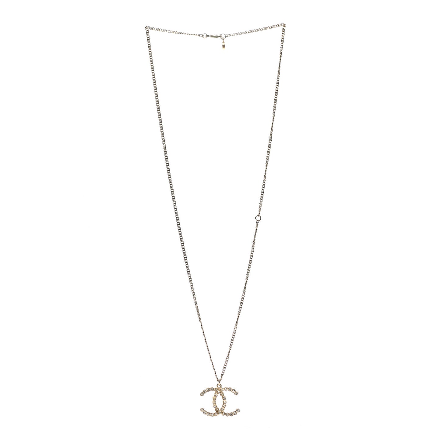 Crystal CC Pendant Necklace Gold