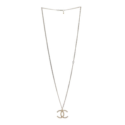 Chanel Crystal CC Pendant Necklace Gold 3 of 7