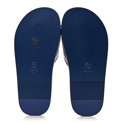 Chanel Lambskin Cha-Nel Mule Sandals 38 Navy Multicolor 6 of 10